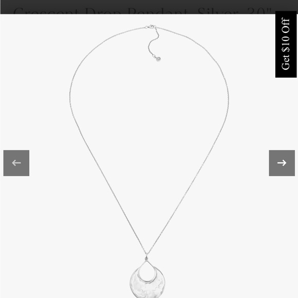 Silver Crescent Drop Pendant Necklace - Picture 5 of 7